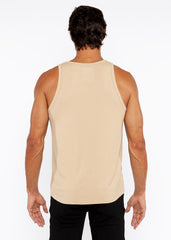 Beige rib modal tank sleeveless top with a simple fitted design perfect for casual wear