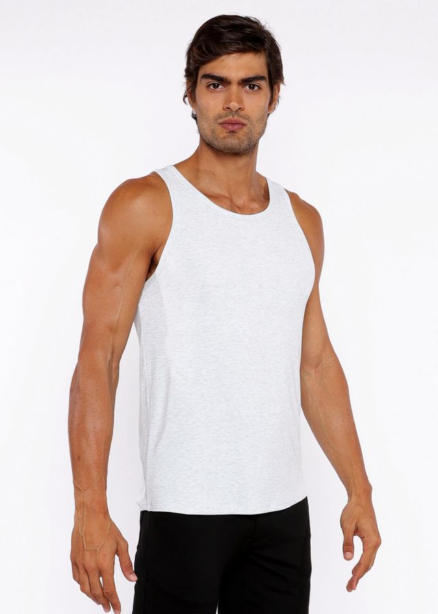 White sleeveless rib modal tank top with a simple fitted design for comfortable casual wear