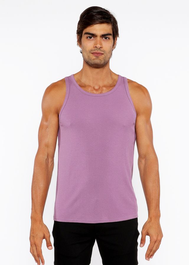 A soft lavender rib modal tank top with a sleeveless design and smooth fabric perfect for casual wear