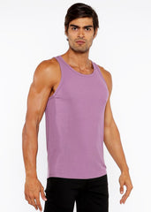 A sleek lavender rib modal tank top with a simple round neckline and smooth fabric for comfortable wear