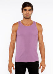 A soft lavender rib modal tank top with a sleeveless design and smooth fabric perfect for casual wear