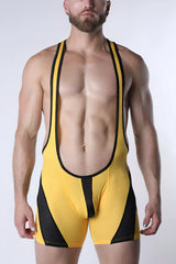 Starter mesh zipper singlet yellow and black mesh wrestling singlet with reinforced side panels