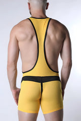 Starter mesh zipper singlet yellow mesh with black trim and waistband breathable athletic tank top