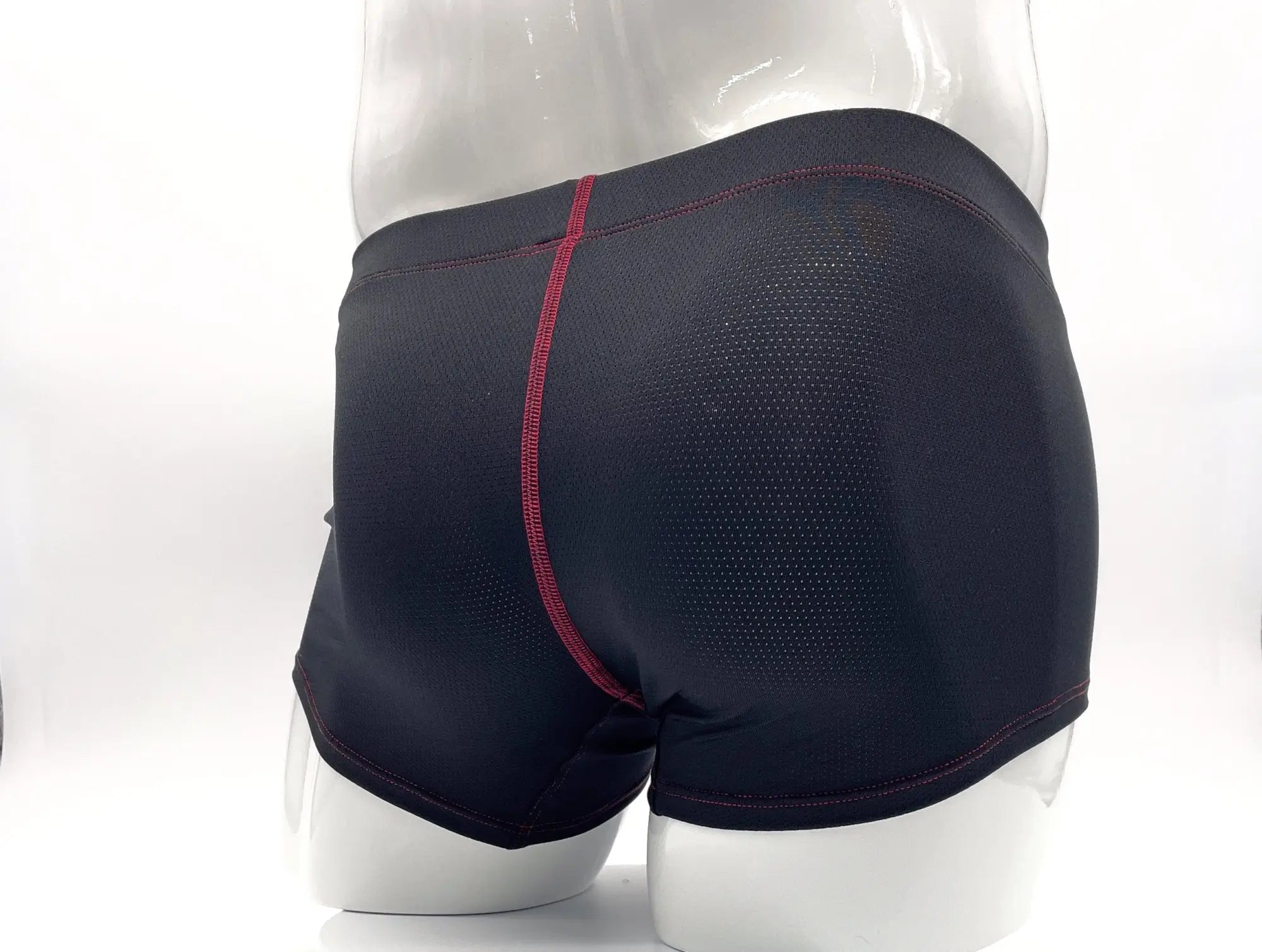 Stitch big boy pouch boxer brief red in black with subtle mesh texture and contrasting red stitching along the side seam