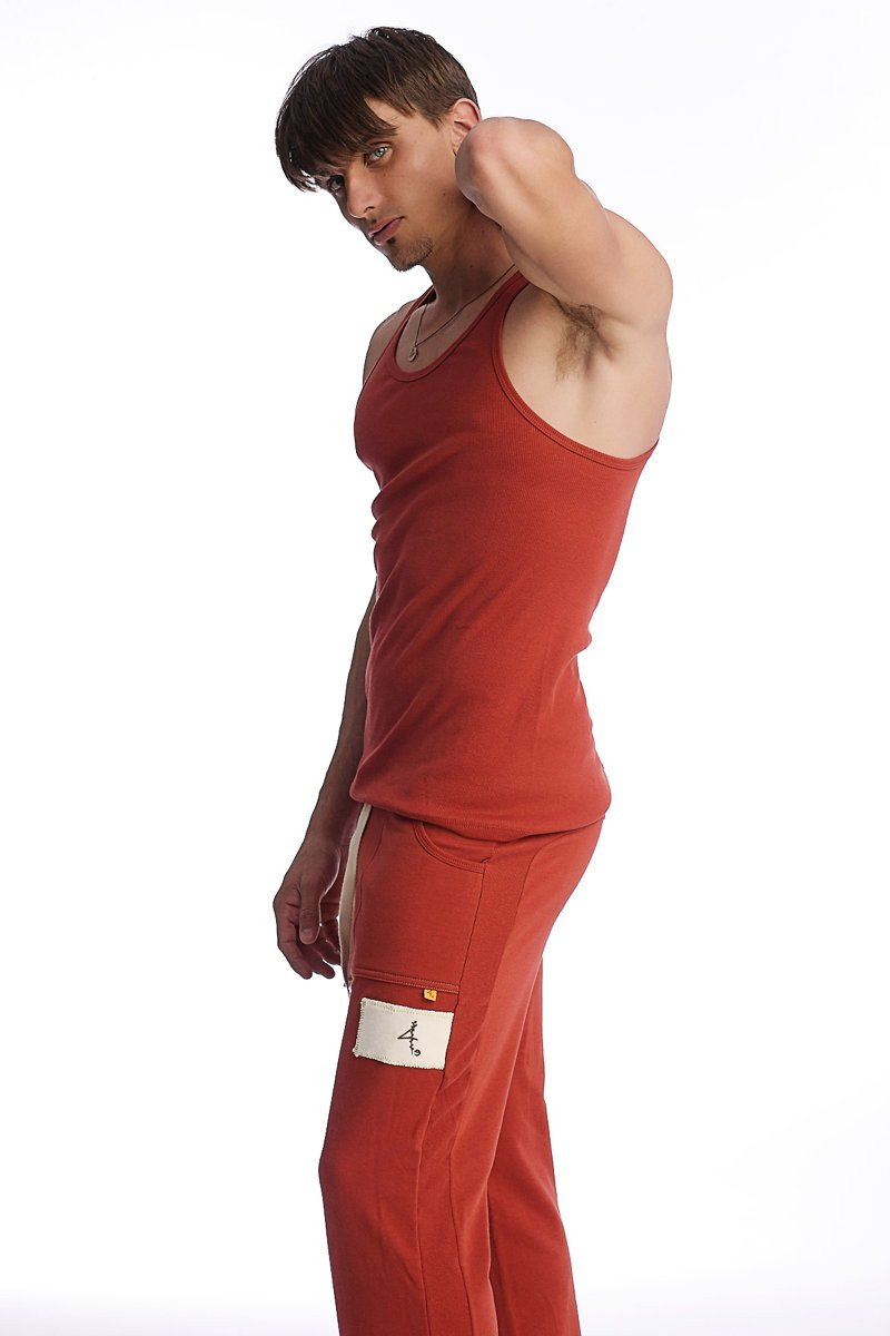 Red cotton sustain tank cinnabar with a simple fitted design and thin straps perfect for casual wear