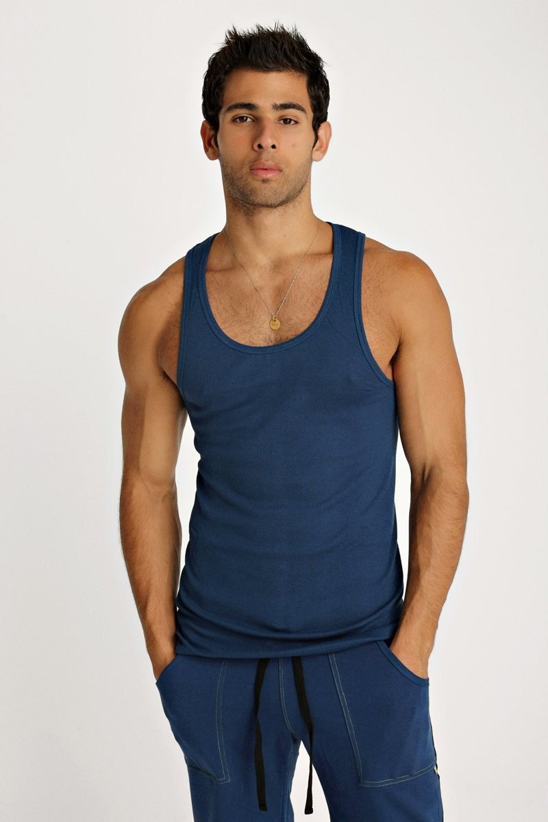 Sustain tank royal navy blue sleeveless fitted cotton tank top ideal for casual and active wear