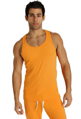 Orange ribbed sustain tank top made from sustainable materials perfect for casual wear