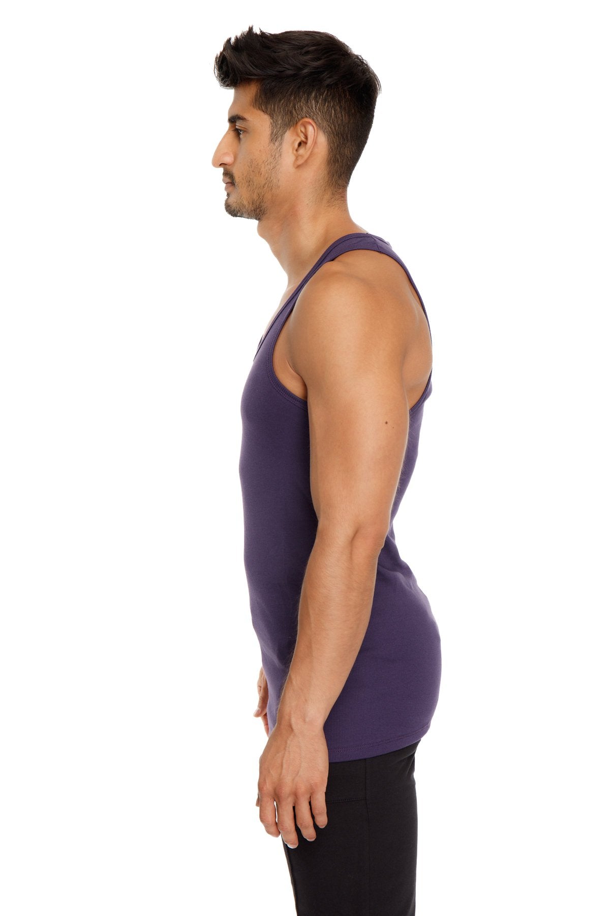 Purple sleeveless Sustain tank top in eco-friendly material ideal for casual wear and active lifestyles