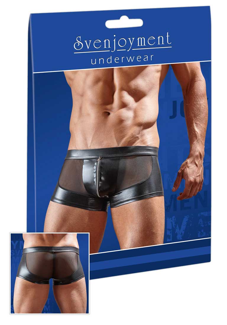 Boxer Svenjoyment Powernet Insert Wetlook à fermeture éclair sous-vêtement noir 2132141 Taille M