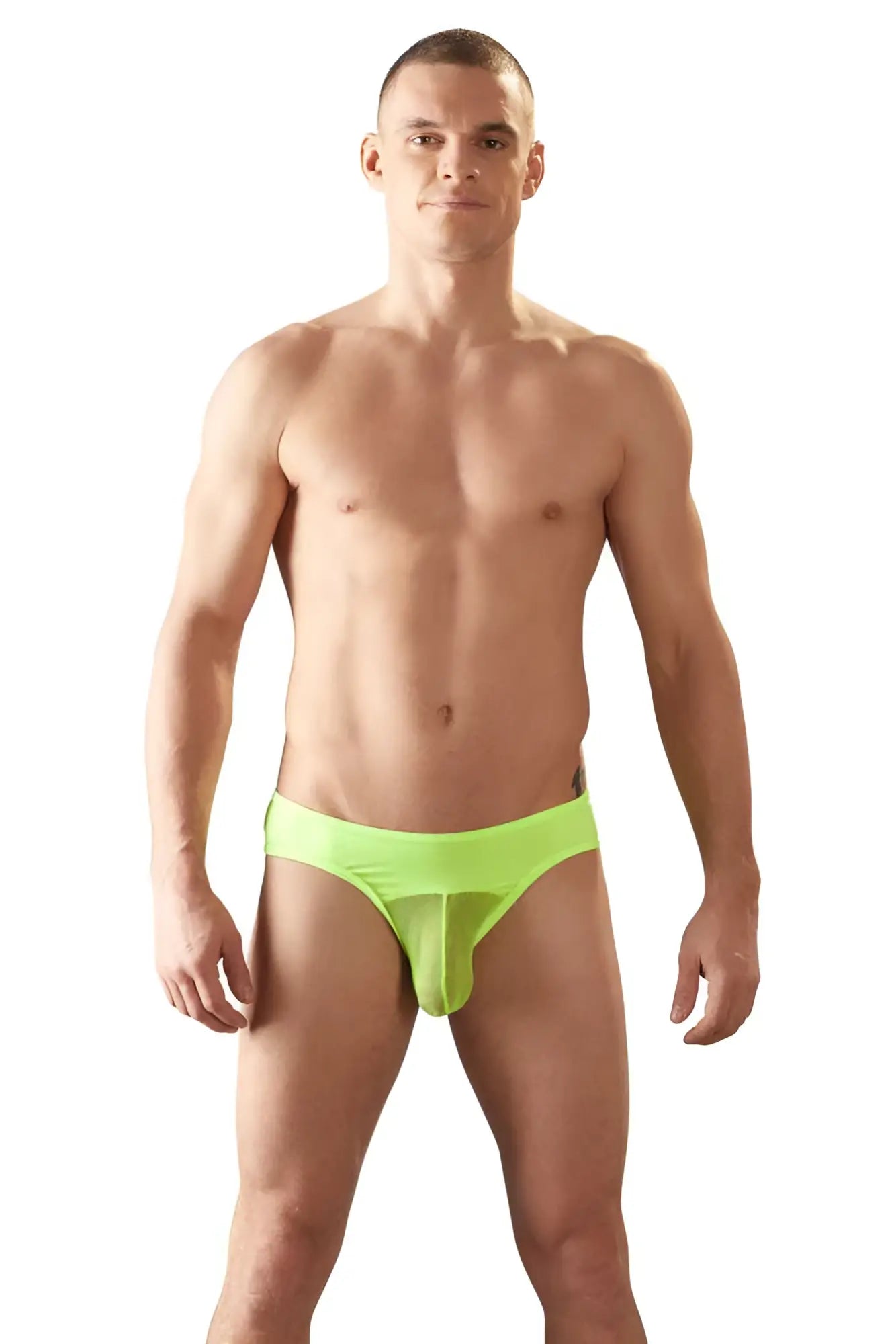 Svenjoyment neon yellow mesh pouch jock bikini underwear in bright neon green mesh briefs size s