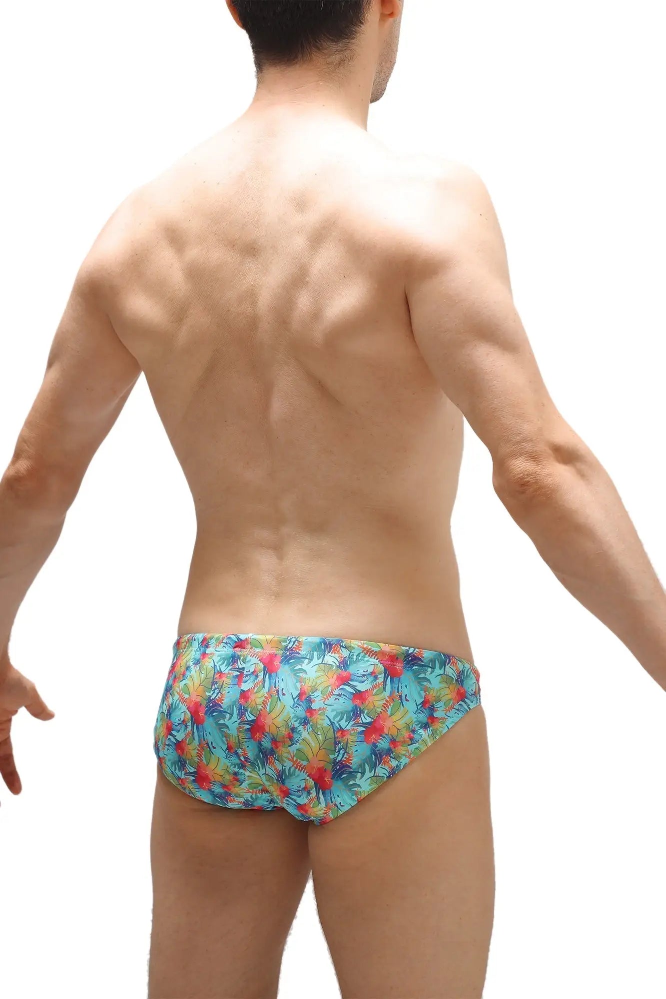 Swim bikini taik canot vibrant tropical print swim trunks in turquoise red and green hues perfect for beachwear