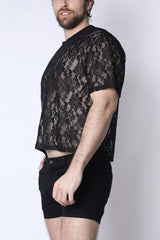 Timoteo Sorrento Lace Cropped Tee - Black