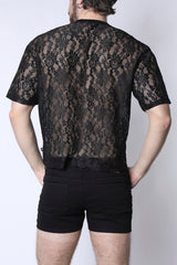 Timoteo Sorrento Lace Cropped Tee - Black
