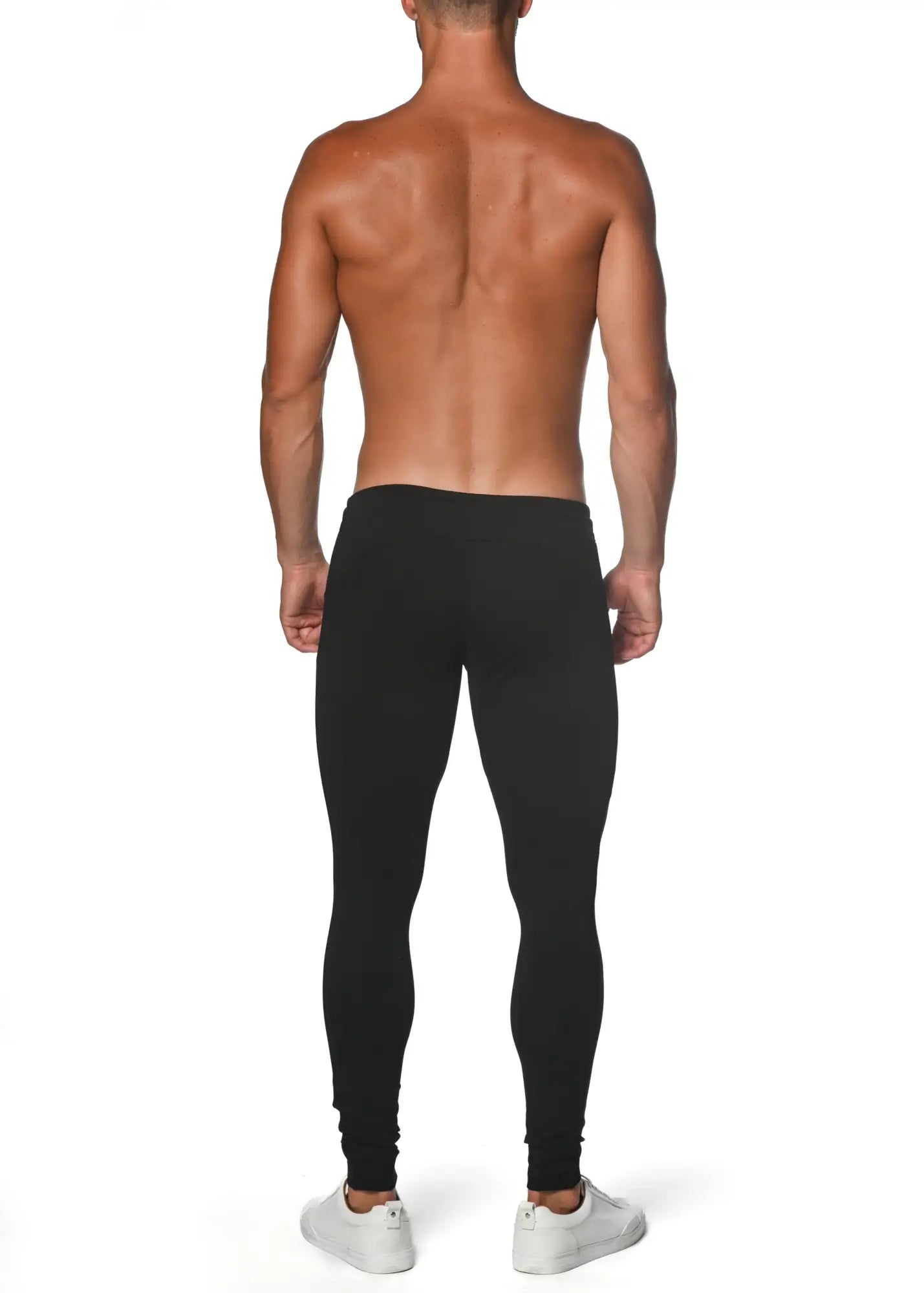 Black tactical gym-tech stretch slim jogger leggings made of stretchy fabric with a form-fitting design