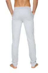 Light gray heathered cotton tactical urban relaxed fit joggers with side pockets for at home dress or yoga use
