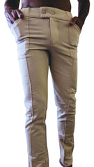 Tactical urban at home dress pant yoga pant in sand beige with buttoned waistband and side pockets in chino fabric