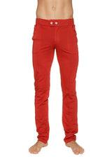 Red slim-fit tactical urban at home dress pant yoga pant cinnabar with buttoned waistband and two front pockets