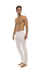 White men’s tactical urban slim-fit dress pants with clean minimalist design ideal for yoga and casual wear