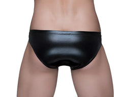 Black shiny leather briefs tartarus coated brief with glossy finish and sleek design for edgy fashion look
