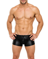 Black faux leather briefs with front zipper by tartarus coated trunk for edgy and stylish wear