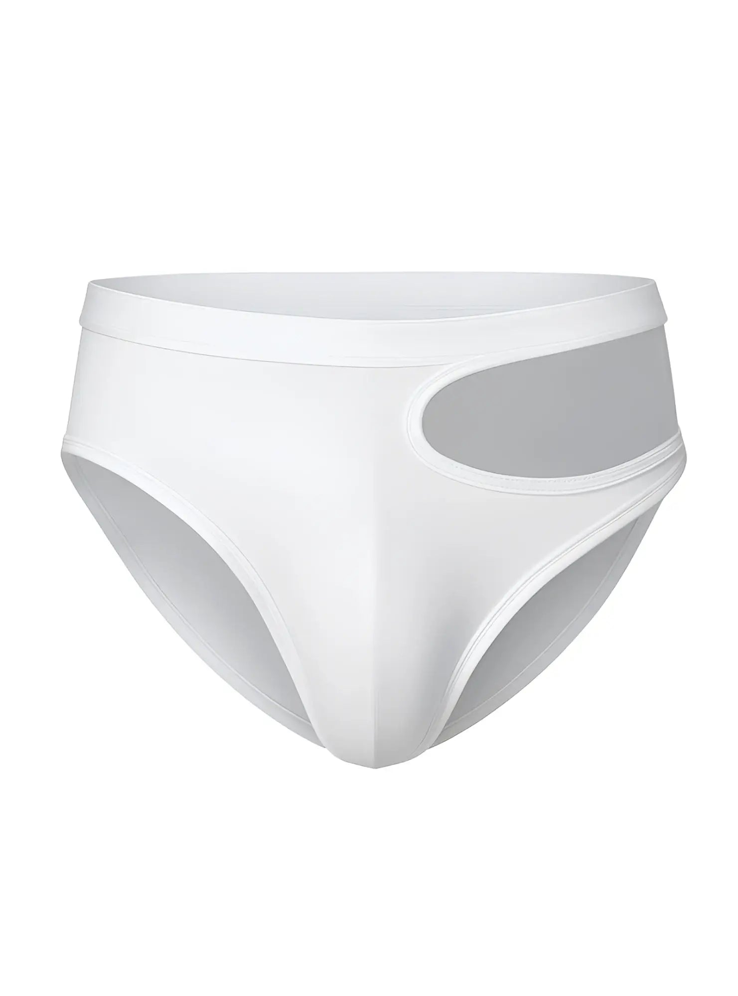 White briefs tartarus cut out brief with sheer gray side panel showcasing a stylish and breathable design