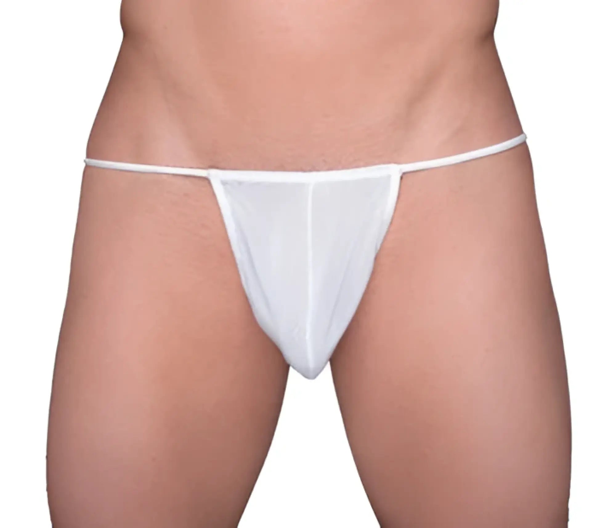 White mesh tartarus thong with thin straps showing the back side for comfortable everyday wear