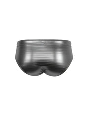 Tartarus metallic brief in shiny silver with sleek ribbed texture made from metallic fabric for stylish wear
