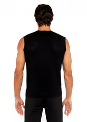 Black ribbed knit sleeveless top textured open knit vest perfect for layering and casual wear