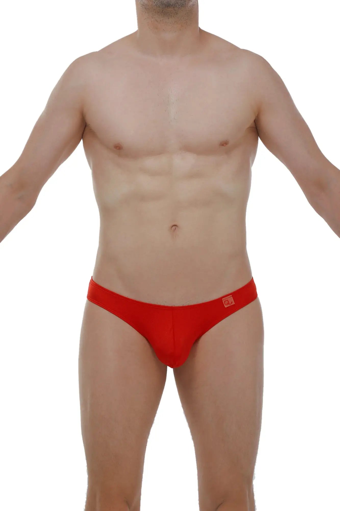 Red men’s briefs thong bulan joe with snug fit and small logo on waistband in vibrant red color