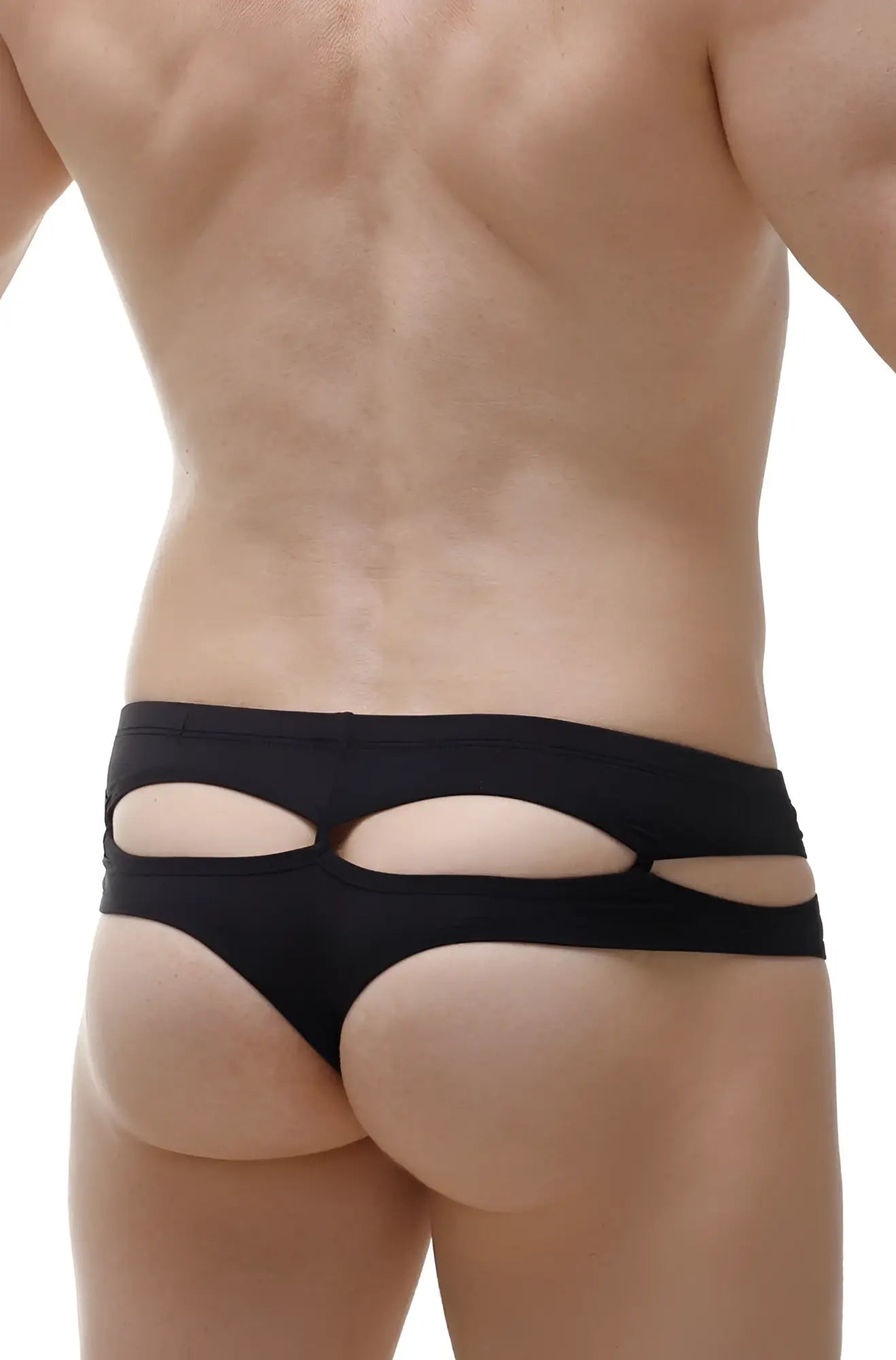 Black cut-out briefs thong carlat black with sleek form-fitting design showing the front side