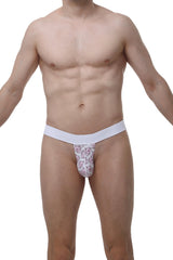 White thong with pink cartoon cat pattern by petitq featuring soft breathable fabric for comfortable everyday wear