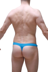 Bright blue thong made of stretchy bamboo fabric shown from the back in thong dome bamboo blue product image