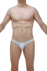 Light blue sheer mesh thong briefs with subtle logo on waistband thonged dome marbre sky blue style