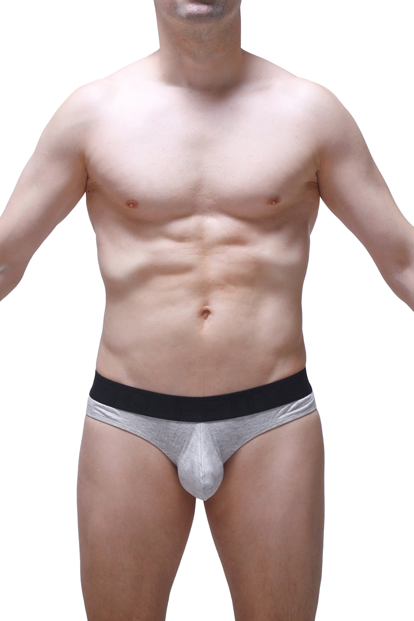 Petitq thong dome modal grey metallic briefs with black elastic waistband in silver metallic fabric