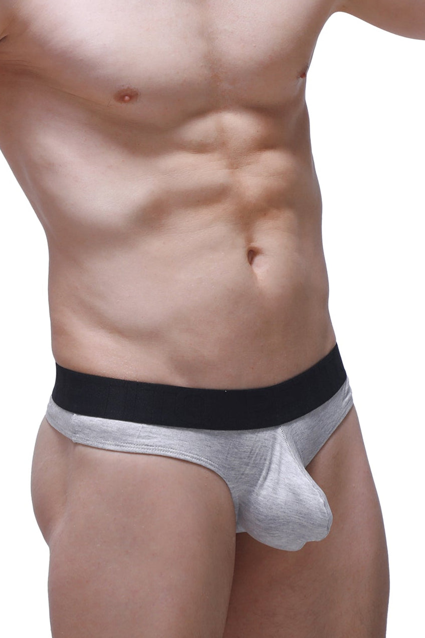 Gray athletic briefs with black waistband made of modal fabric from petitq thong dome grey collection