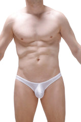 White satin thong with a subtle logo on the sideband from thong dome plum white collection