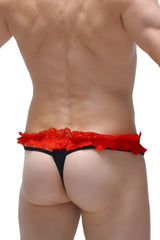 Thong fremir black red lace-trimmed black thong showcasing delicate lace detailing for stylish lingerie wear