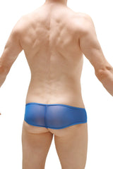 Blue translucent mesh briefs thong toga net cobalt showing front side with breathable net fabric design