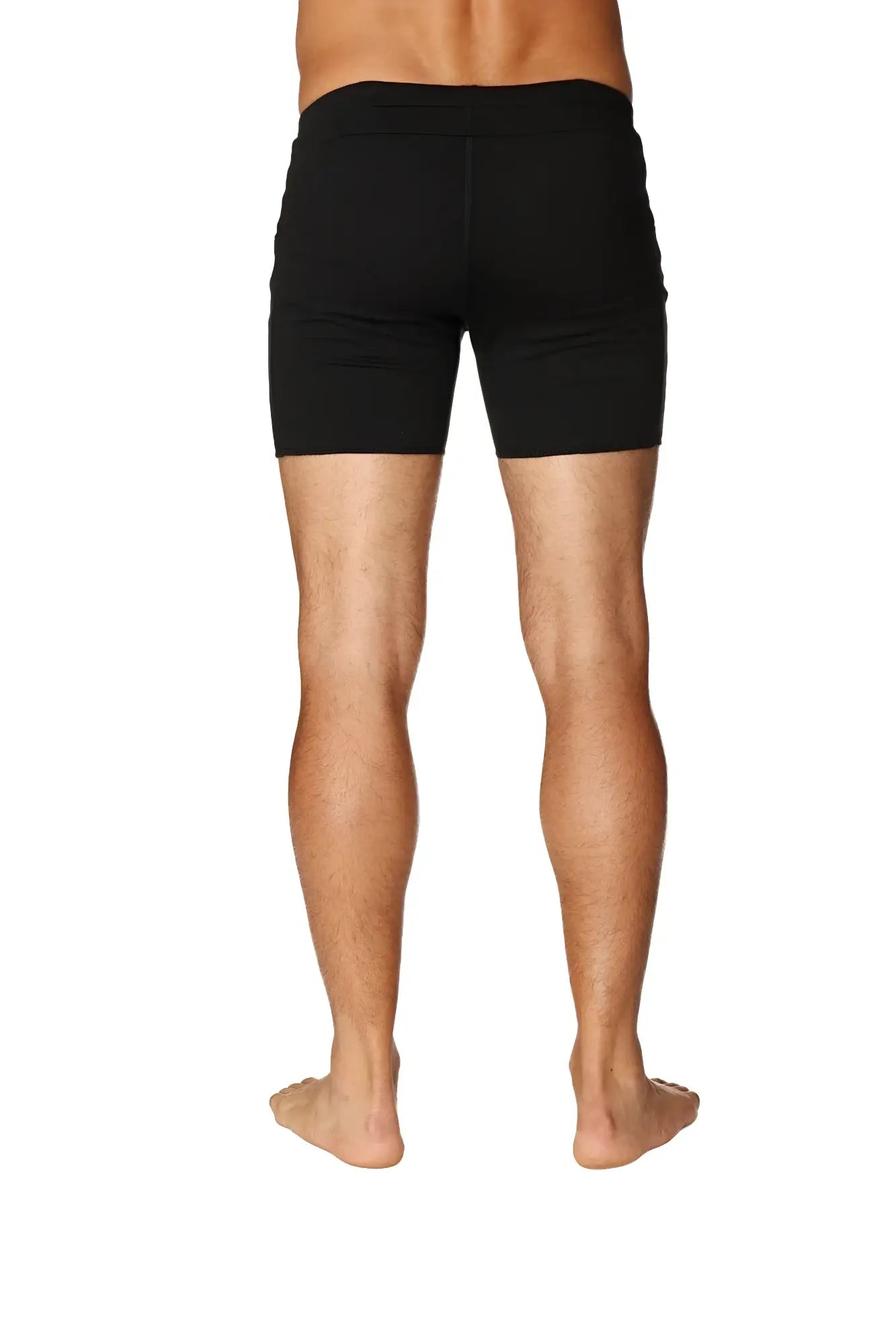 Black transition yoga short with snug fit and elastic waistband designed for athletic performance and comfort