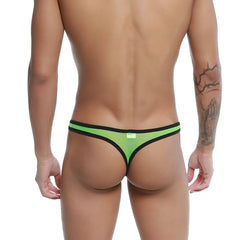 Neon green mesh thong with black trim by U-Station Bar, model U0014-322, shown from the back side