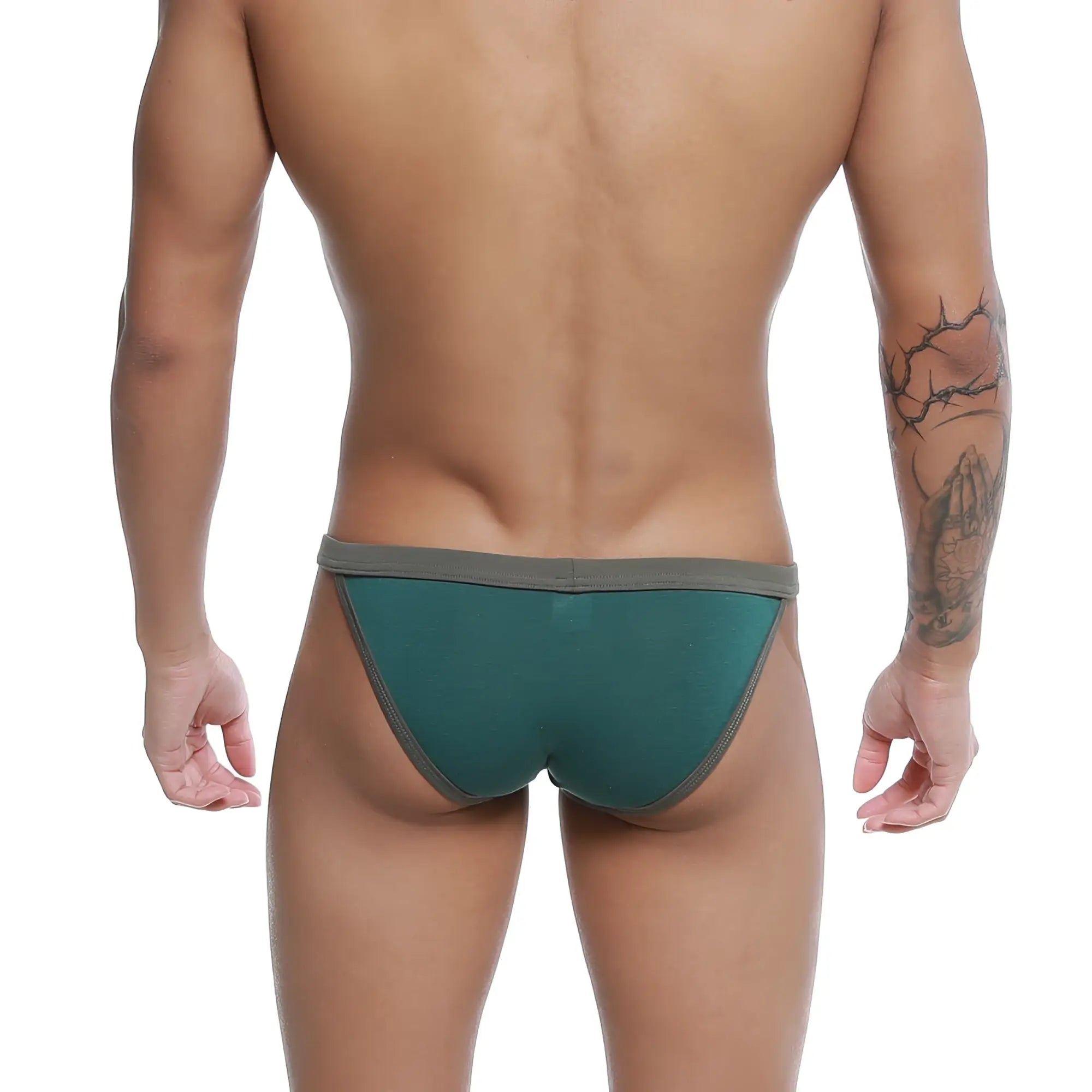 Teal u-station frisa bikini briefs with contrasting gray waistband and trim for comfortable everyday wear
