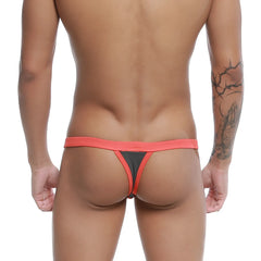 U-Station Frisa thong gray U0124-013 in coral-red with black inner panel made of smooth elastic fabric
