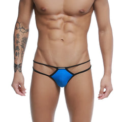 Vibrant blue men’s thong with black trim sleek modern design and unstation brand embroidery u station skeleton bikini royal u0062-432
