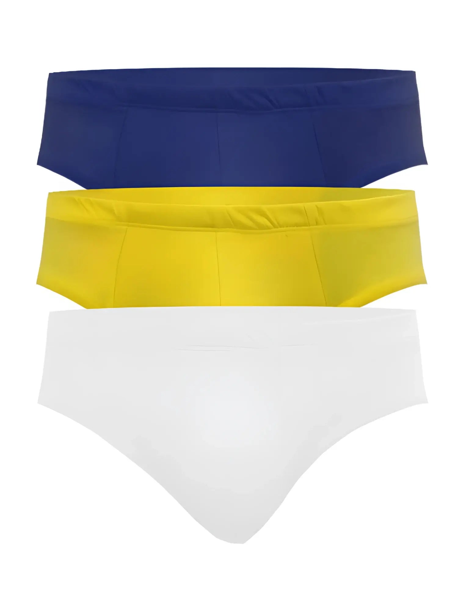 Ug contour basic brief 3-pack featuring solid-colored navy yellow and white briefs made from soft breathable fabric