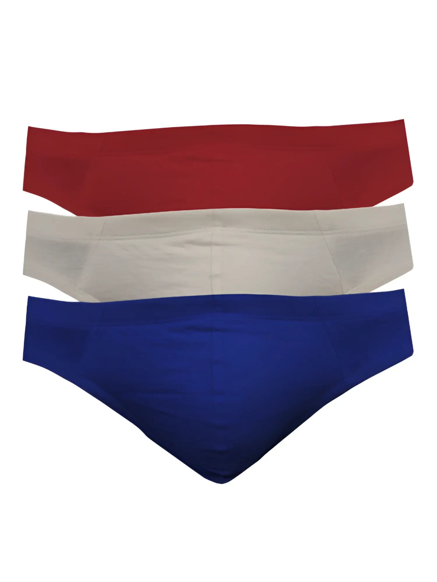 Set of three ug contour french briefs in solid red white and blue featuring a comfortable contour fit
