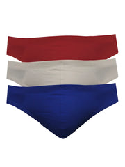 Set of three ug contour french briefs in solid red white and blue featuring a comfortable contour fit
