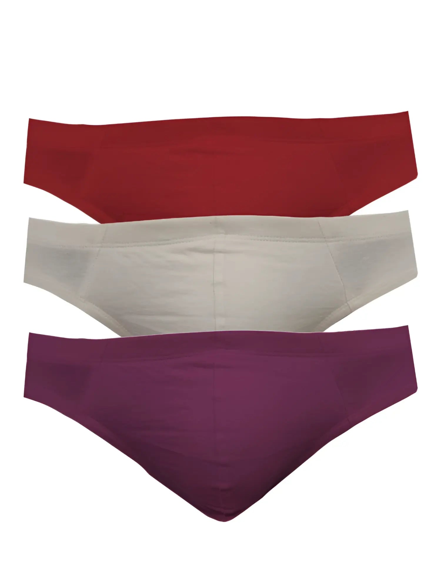 Set of three ug contour french briefs in red white and purple made from soft stretch fabric for comfortable wear