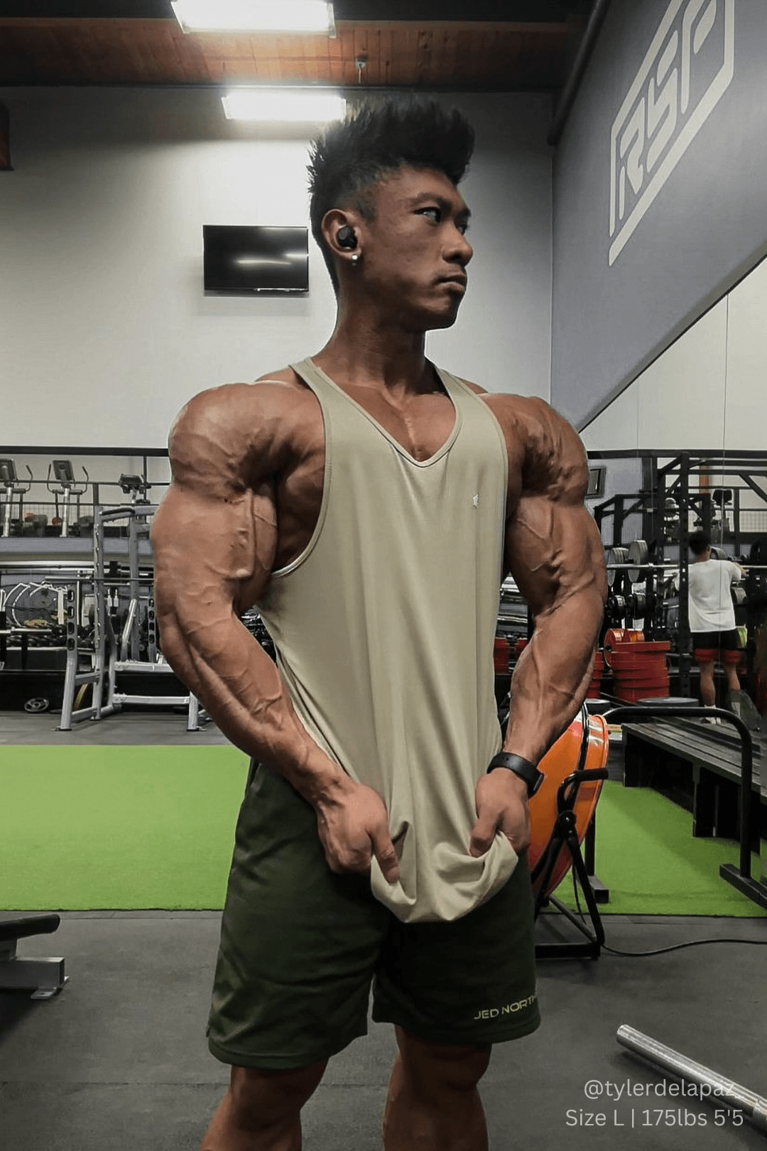Jed North Herren Schnelltrocknendes Bodybuilding-Workout-Stringer - Khaki