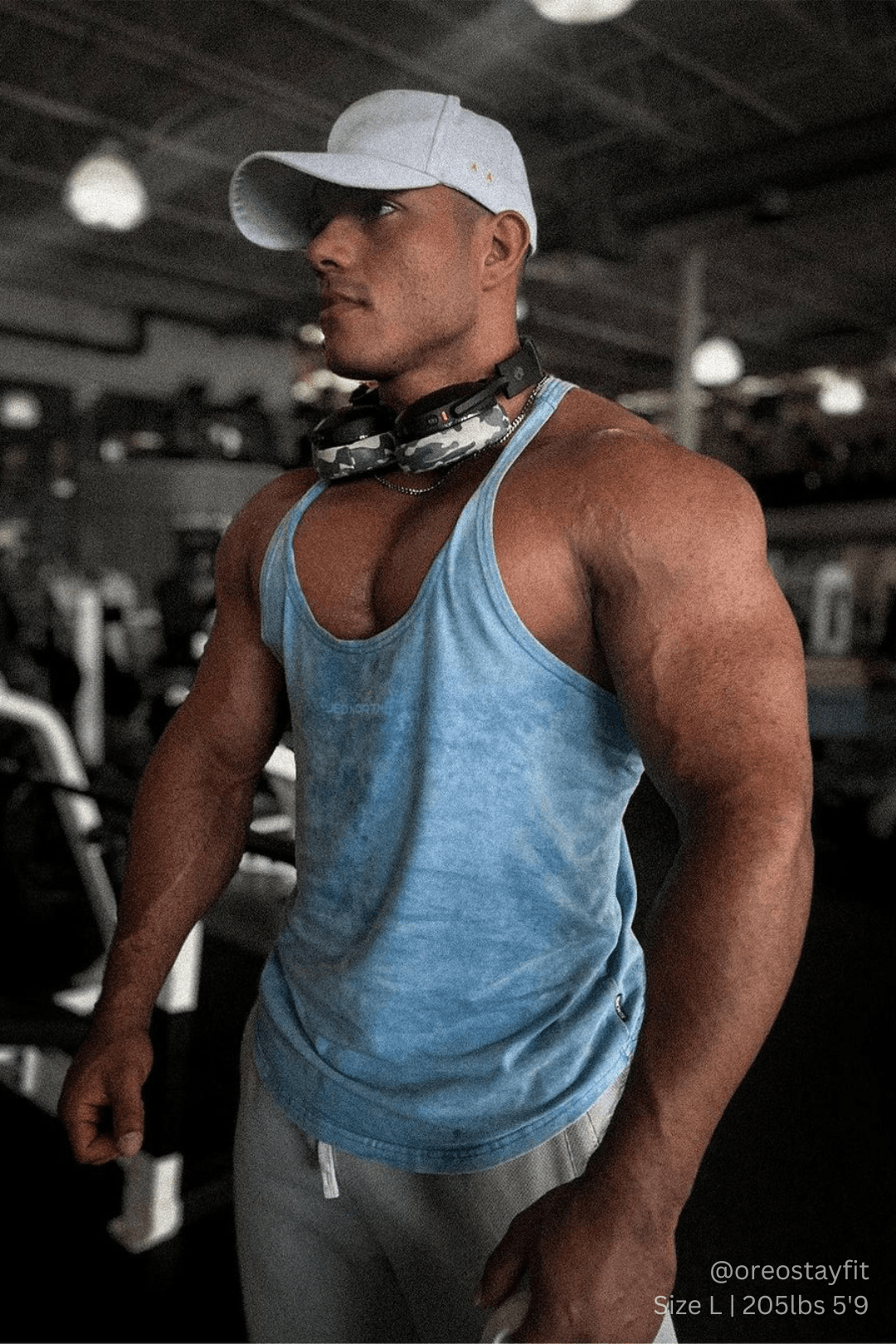 Jed North Herren Retro Washed Bodybuilding Stringer - Himmelblau