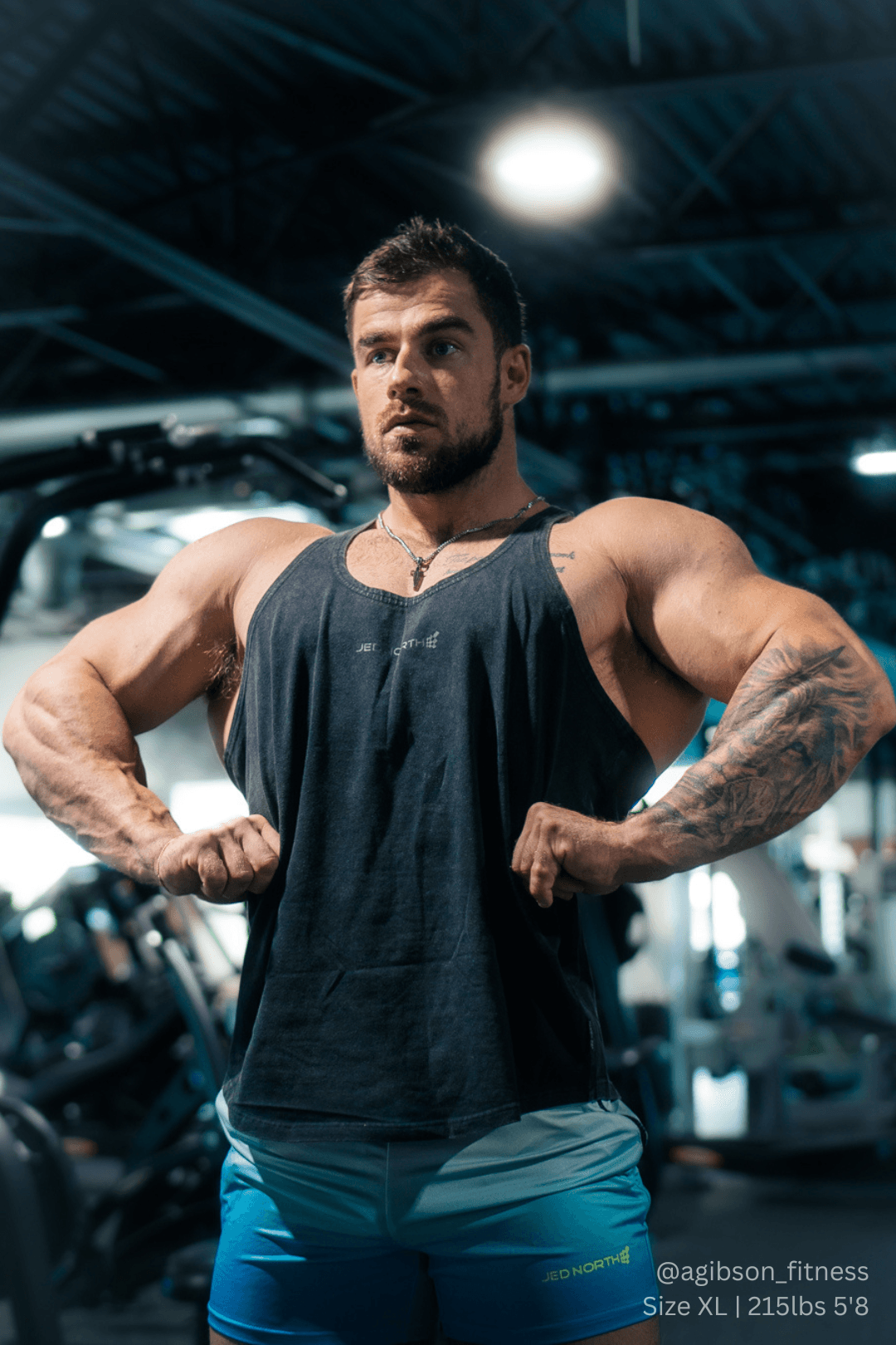 Jed North Herren Retro Washed Bodybuilding Stringer - Anthrazit